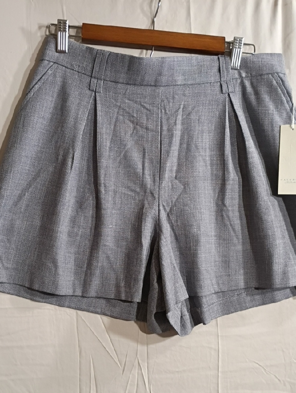 Womens Calypso St. Barth Light Gray High-Waist Pleated Shorts Size 12